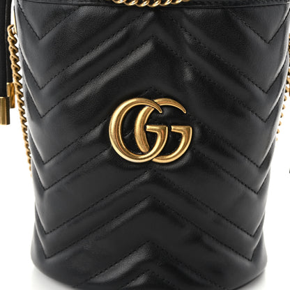 Gucci Calfskin Matelasse Mini GG Marmont 2.0 Bucket Bag Black 7 of 10