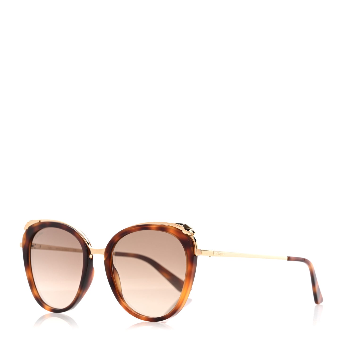 Acetate Panthere De Cartier Cat Eye Sunglasses CT0150S Tortoise Gold