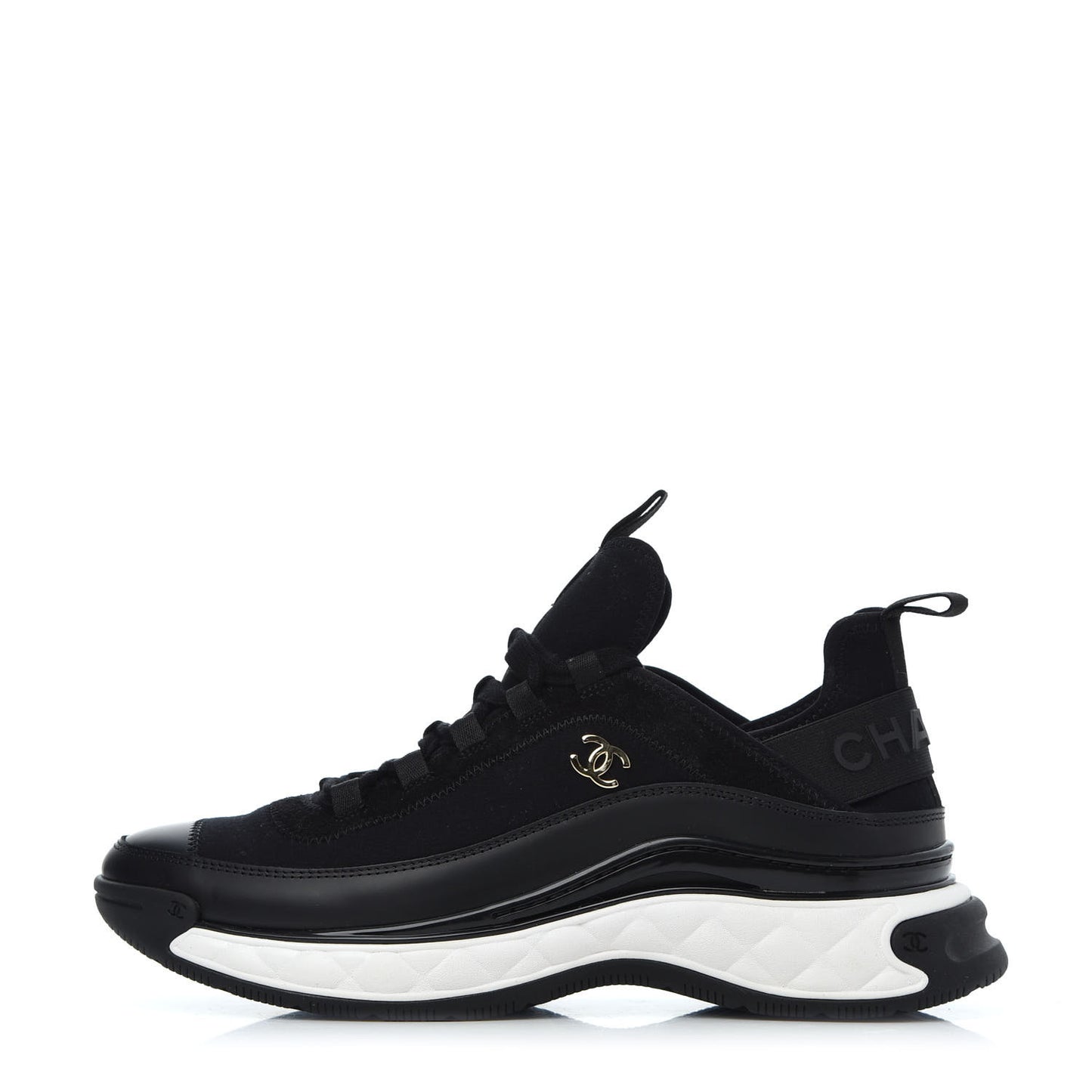 Velvet Calfskin Mixed Fibers CC Sneakers 39.5 Black