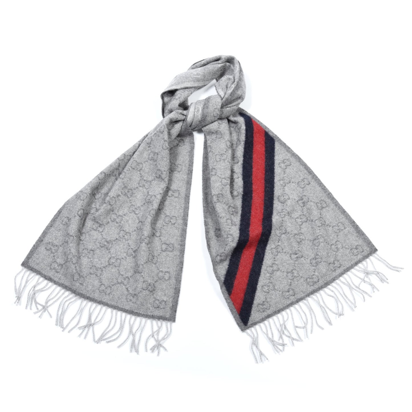 Wool Angora Monogram Web New Nikky Scarf Zinc Blue