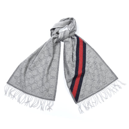 Gucci Wool Angora Monogram Web New Nikky Scarf Zinc Blue 1 of 4