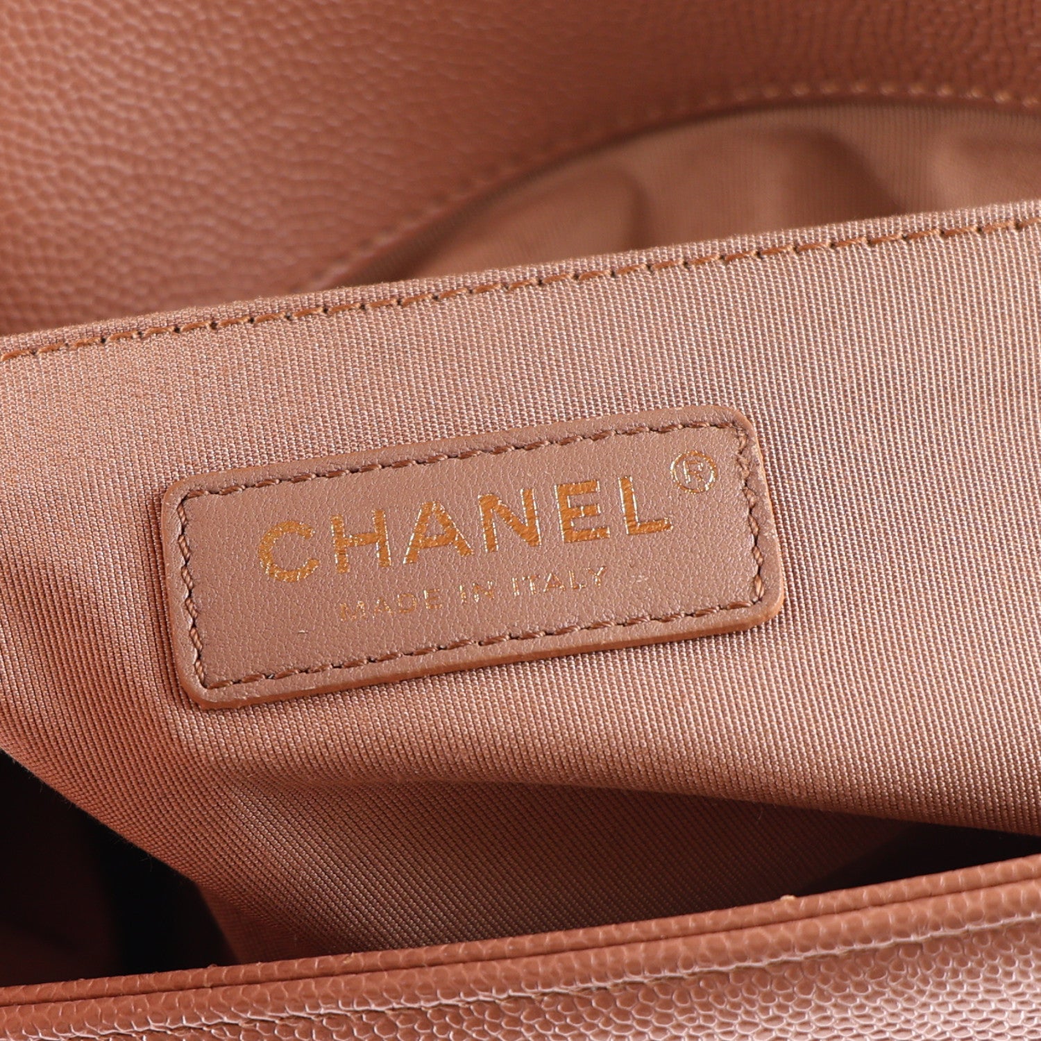 Chanel Caviar Chevron Quilted Medium Boy Flap Dark Beige 6 of 10