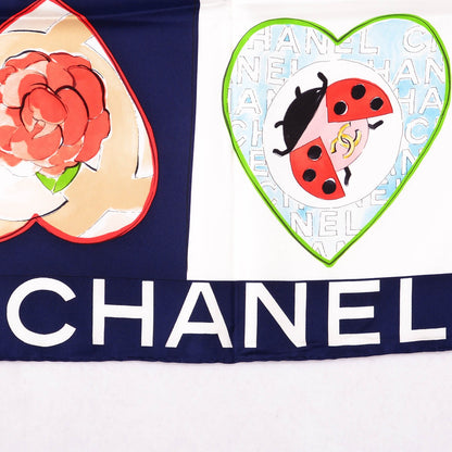 Chanel Silk Coco Heart Scarf Navy Blue 3 of 4