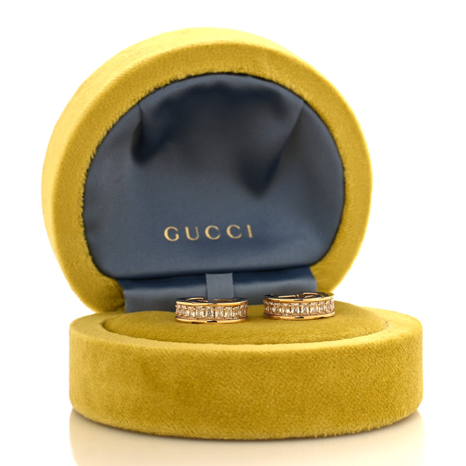 Gucci Brass Crystal Blondie Mini Hoop Earrings Light Gold 5 of 5