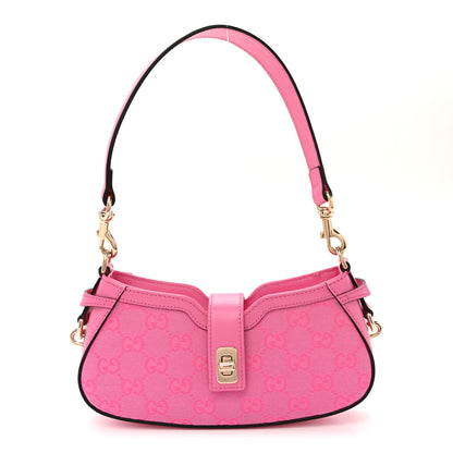 Gucci Calfskin Monogram Mini Moon Side Shoulder Bag Pink 1 of 10