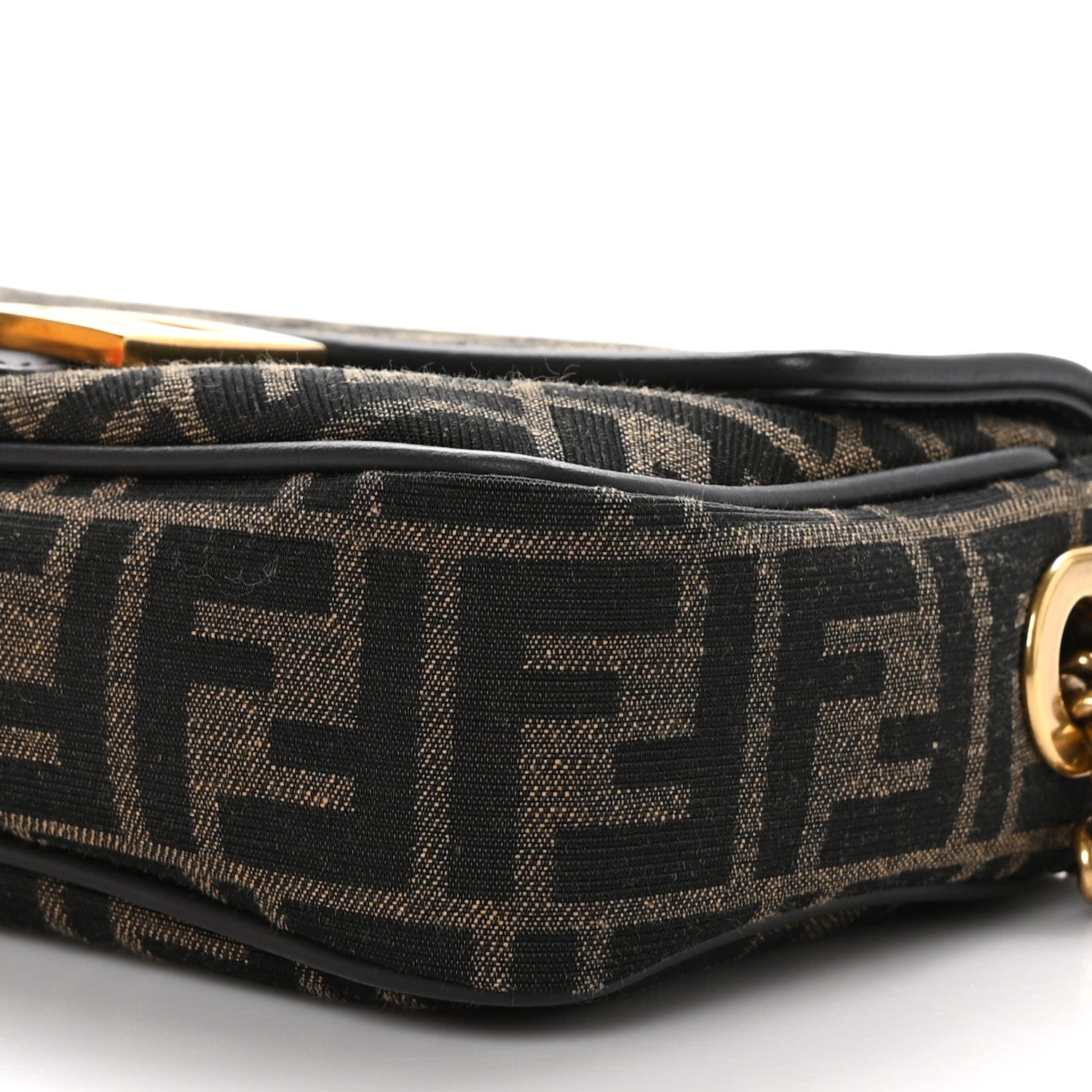 Fendi Fabric Jacquard FF 1974 Midi Chain Baguette Tobacco Moro 10 of 11
