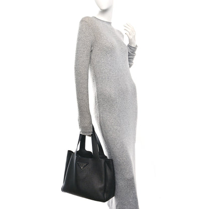 Prada Vitello Daino Soft Large Dynamique Tote Black 2 of 9