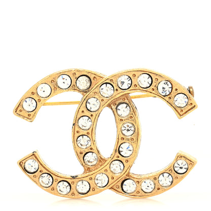 Chanel Crystal CC Brooch Gold 1 of 4