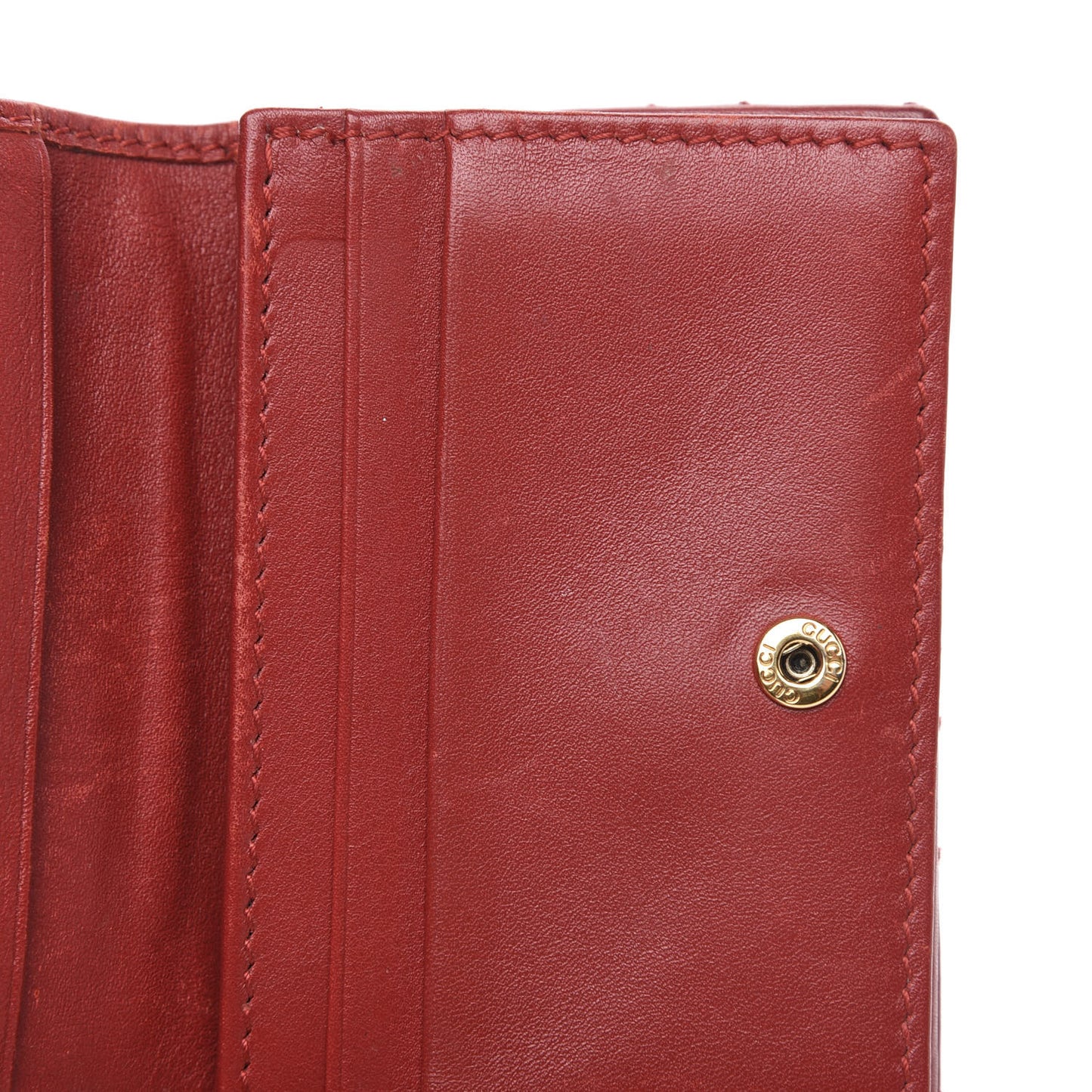 Calfskin Matelasse GG Marmont Card Case Wallet Hibiscus Red