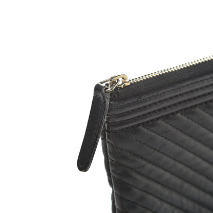Chanel Calfskin Chevron Medium Boy Cosmetic Case Black 10 of 11