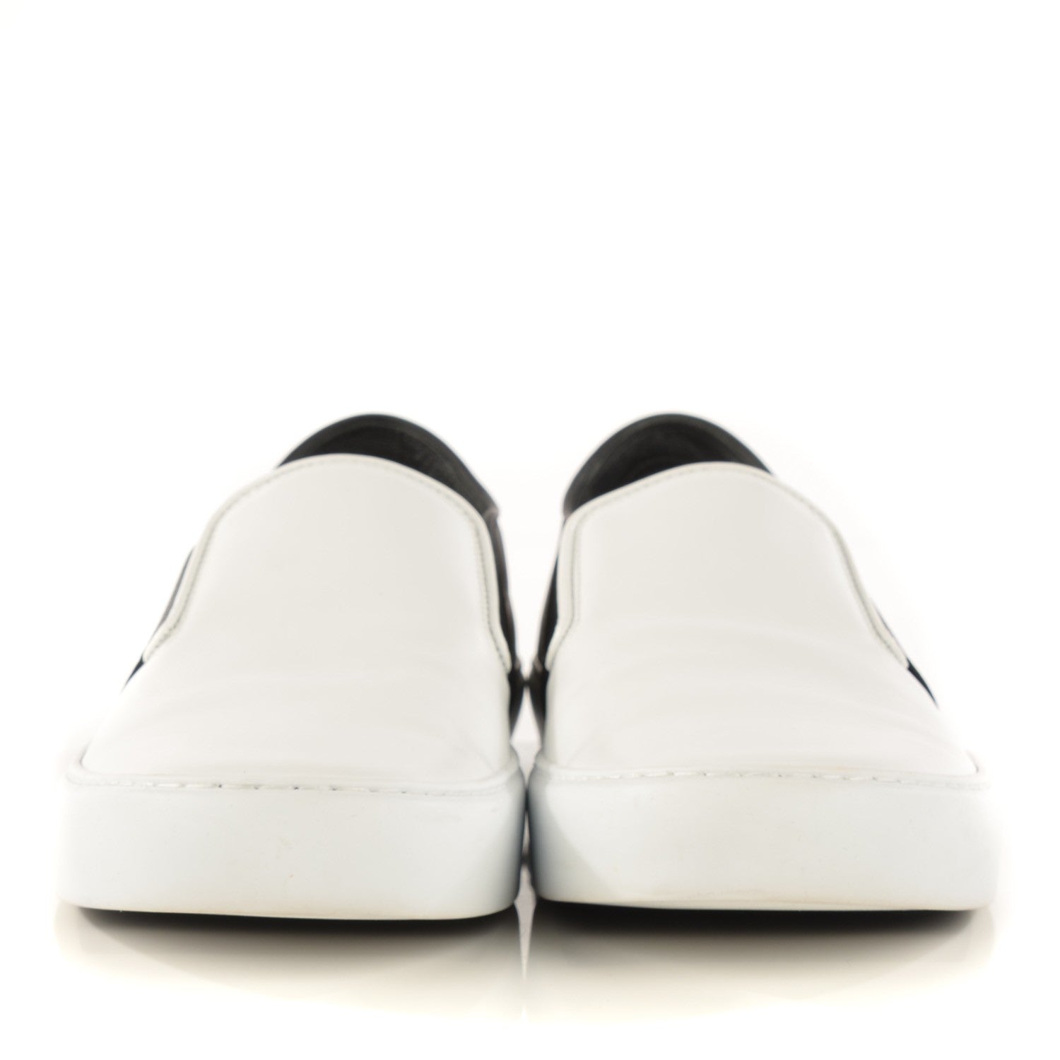 Chanel Leather Slip On Sneakers 37.5 White Black 3 of 13
