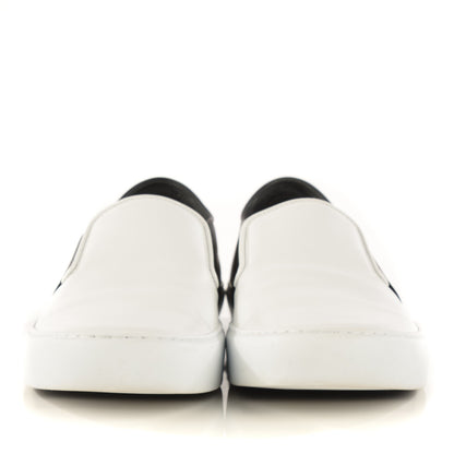 Chanel Leather Slip On Sneakers 37.5 White Black 3 of 13
