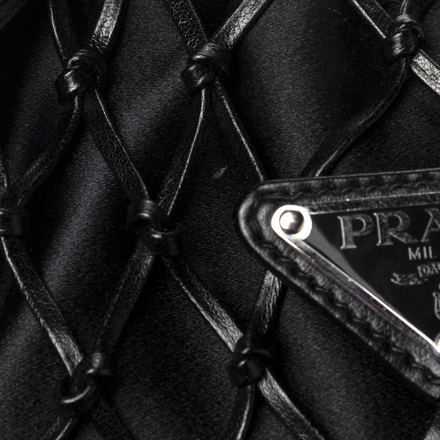 Satin Net Chain Bag Black
