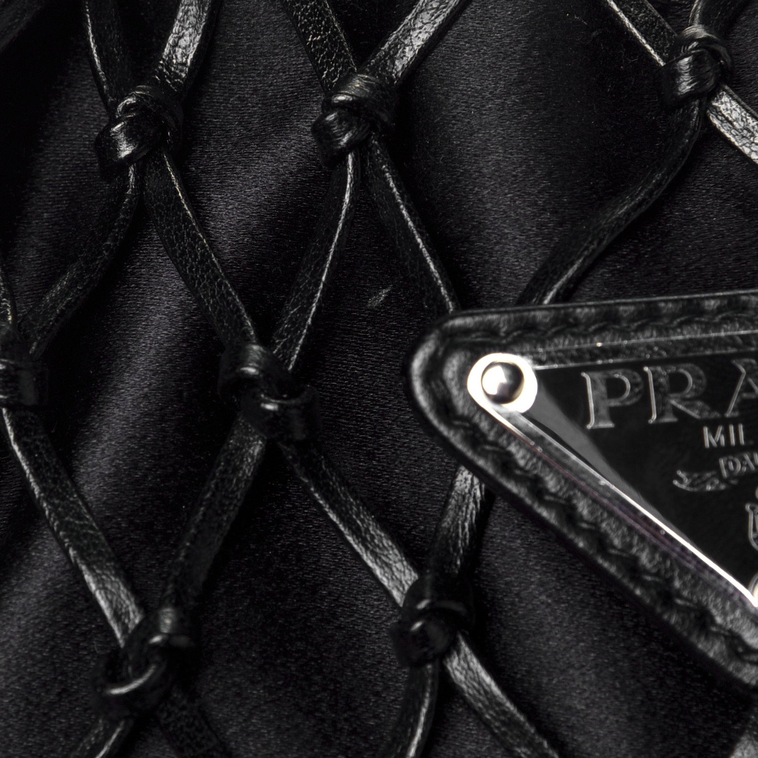 Prada Satin Net Chain Bag Black 5 of 5