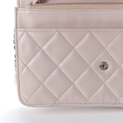 Chanel Lambskin Quilted Wallet On Chain WOC Rose Pale 13 of 26