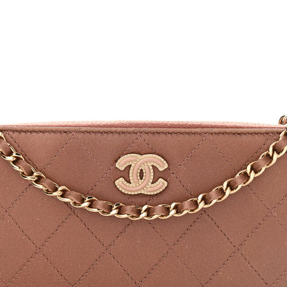 Chanel Metallic Goatskin Enamel Quilted Small Clutch With Chain Brown 10 of 14