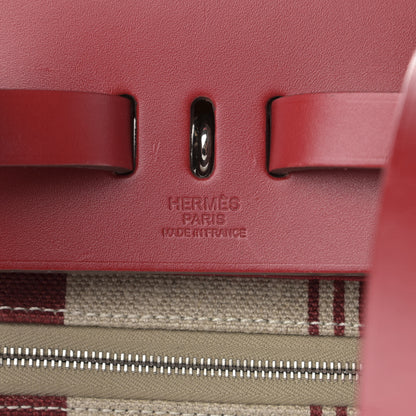 Hermes Vache Hunter Toile H Vibration Herbag a Dos Retourne Backpack Bordeaux Ficelle Rouge Piment 6 of 13