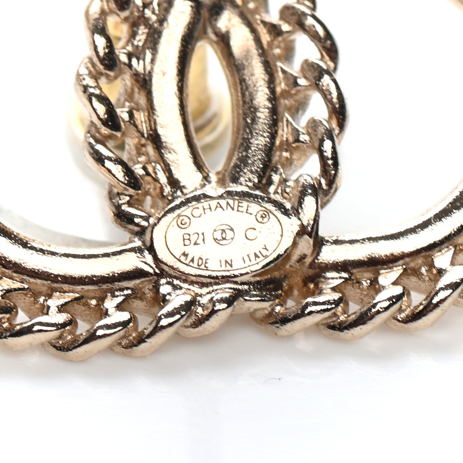 Chanel Crystal Chain CC Earrings Gold 4 of 4