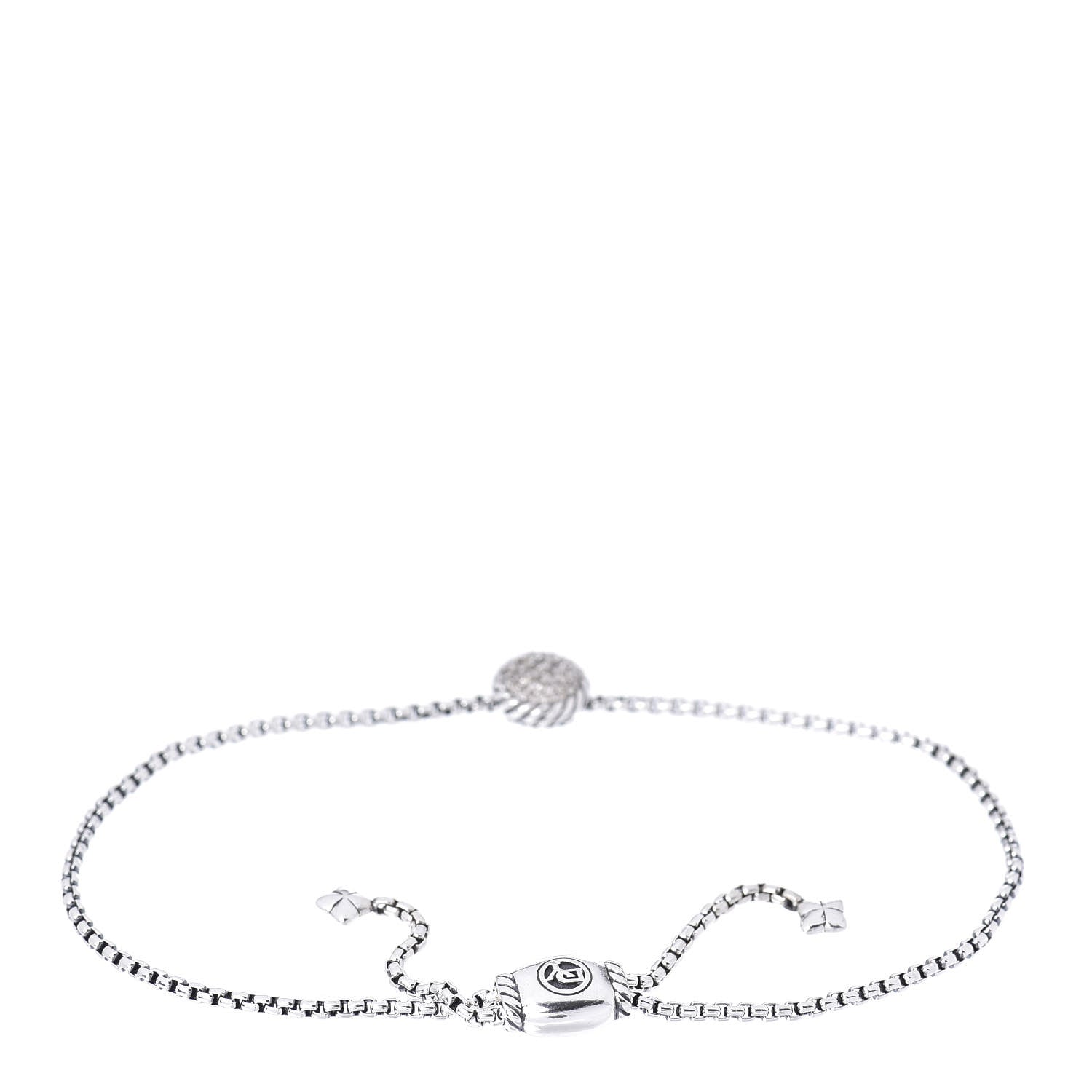 David Yurman Sterling Silver Diamond 9mm Chatelaine Petite Pave Bracelet 3 of 4