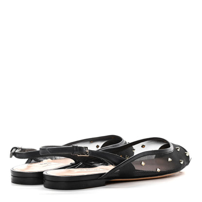 Valentino Garavani Mesh Shining Rockstud Slingback Flats 35.5 Black 4 of 10