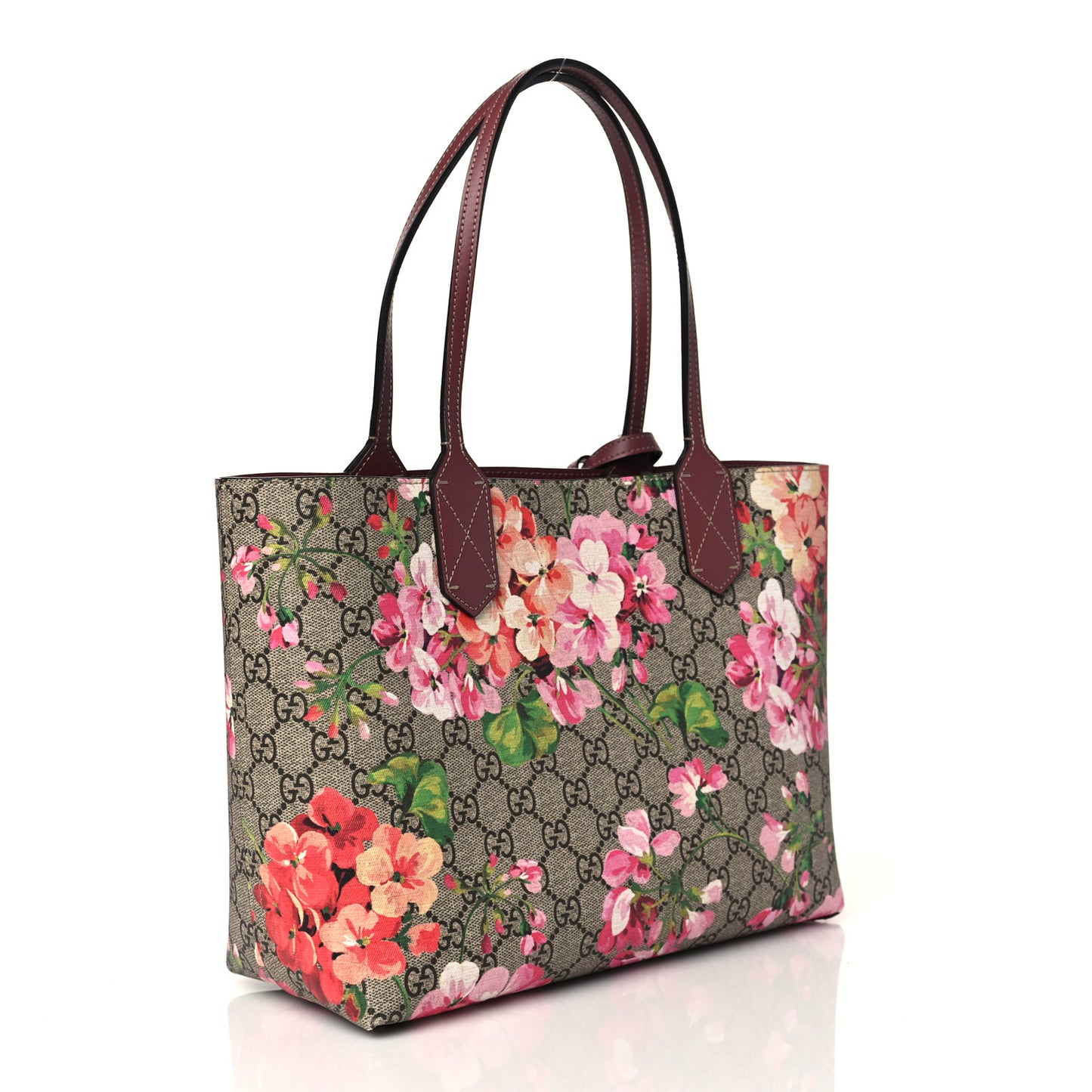 GG Supreme Monogram Blooms Small Reversible Tote Beige Multicolor Dry Rose