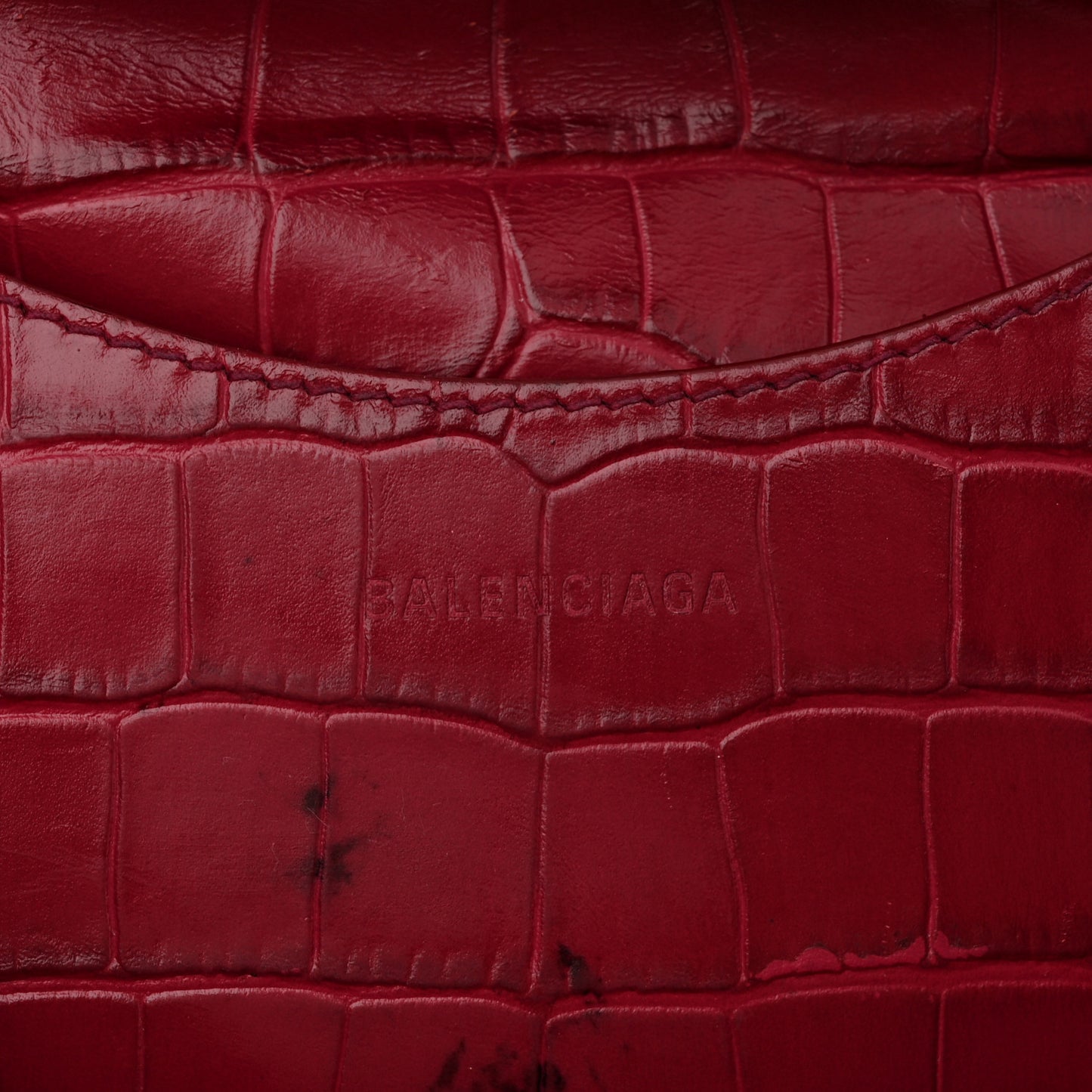 Calfskin Crocodile Embossed Neo Classic Silver Hardware S City Raspberry