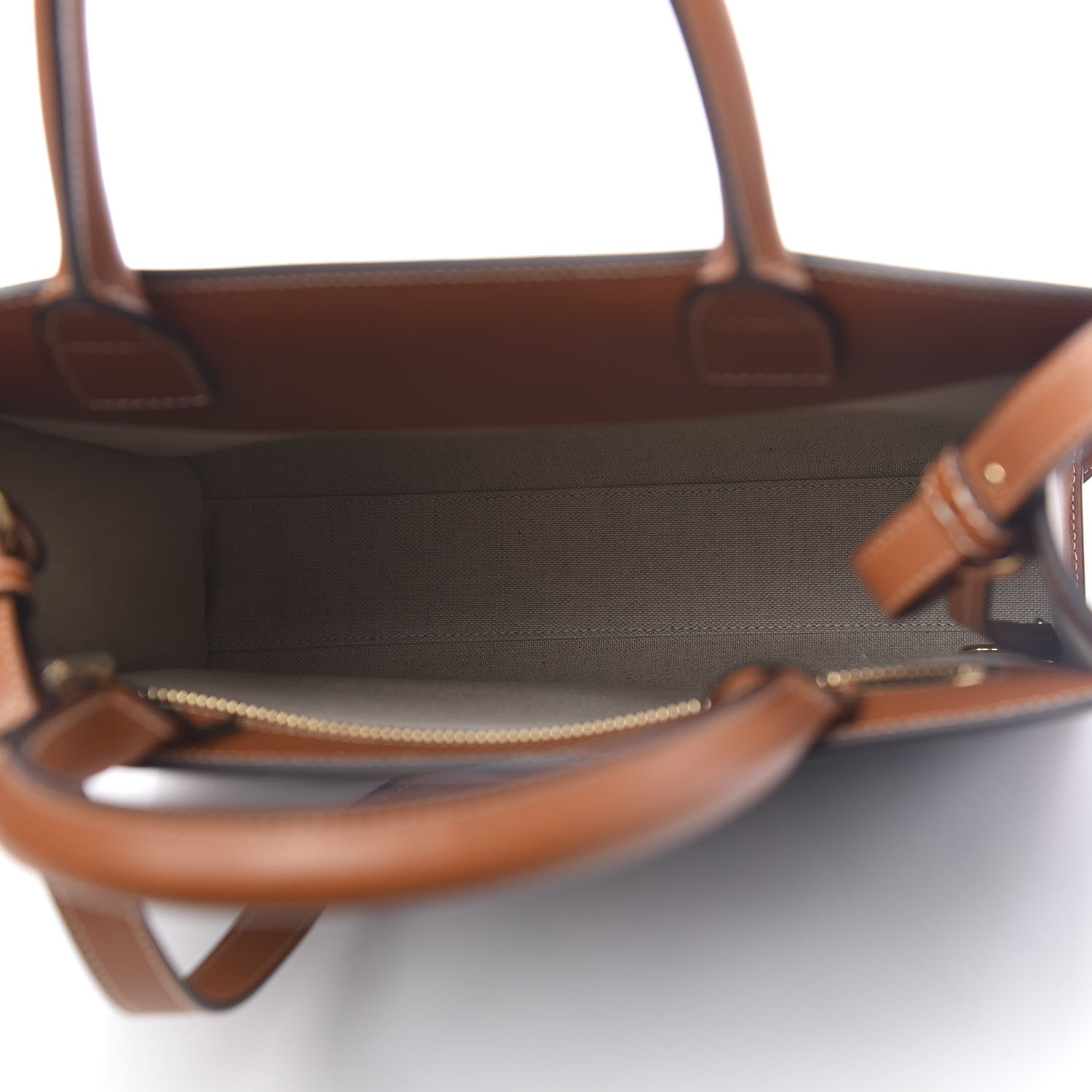 Celine Maillon Triomphe Canvas Calfskin Small Vertical Cabas Navy Tan 5 of 11