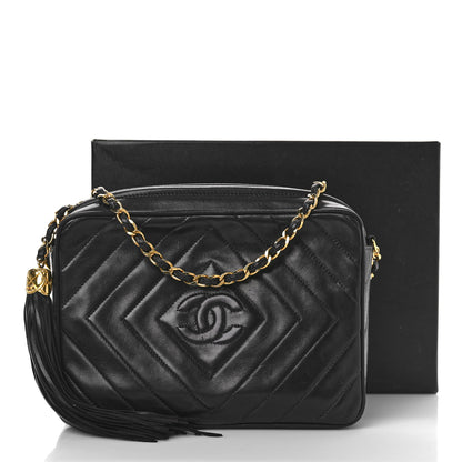 Chanel Lambskin Chevron Quilted Tassel Camera Case 9 of 9