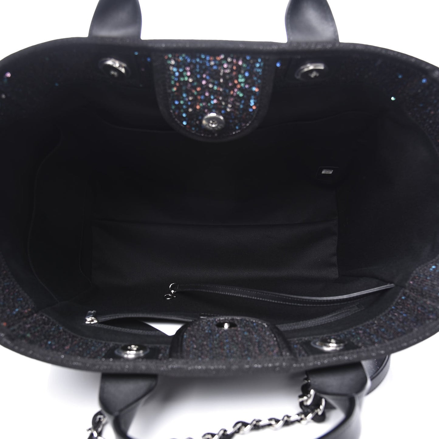 Calfskin Sequin Medium Deauville Tote Black
