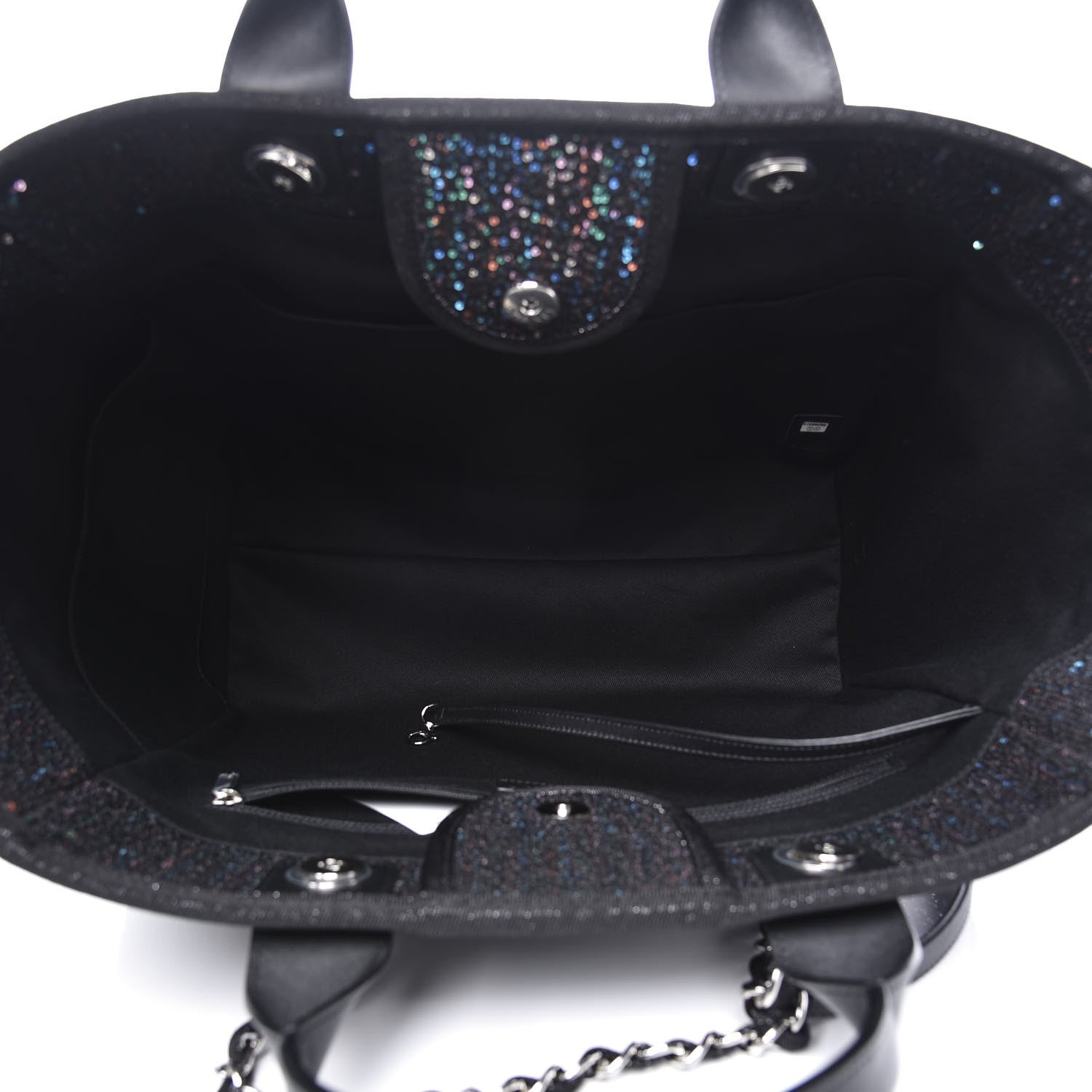 Chanel Calfskin Sequin Medium Deauville Tote Black 4 of 11
