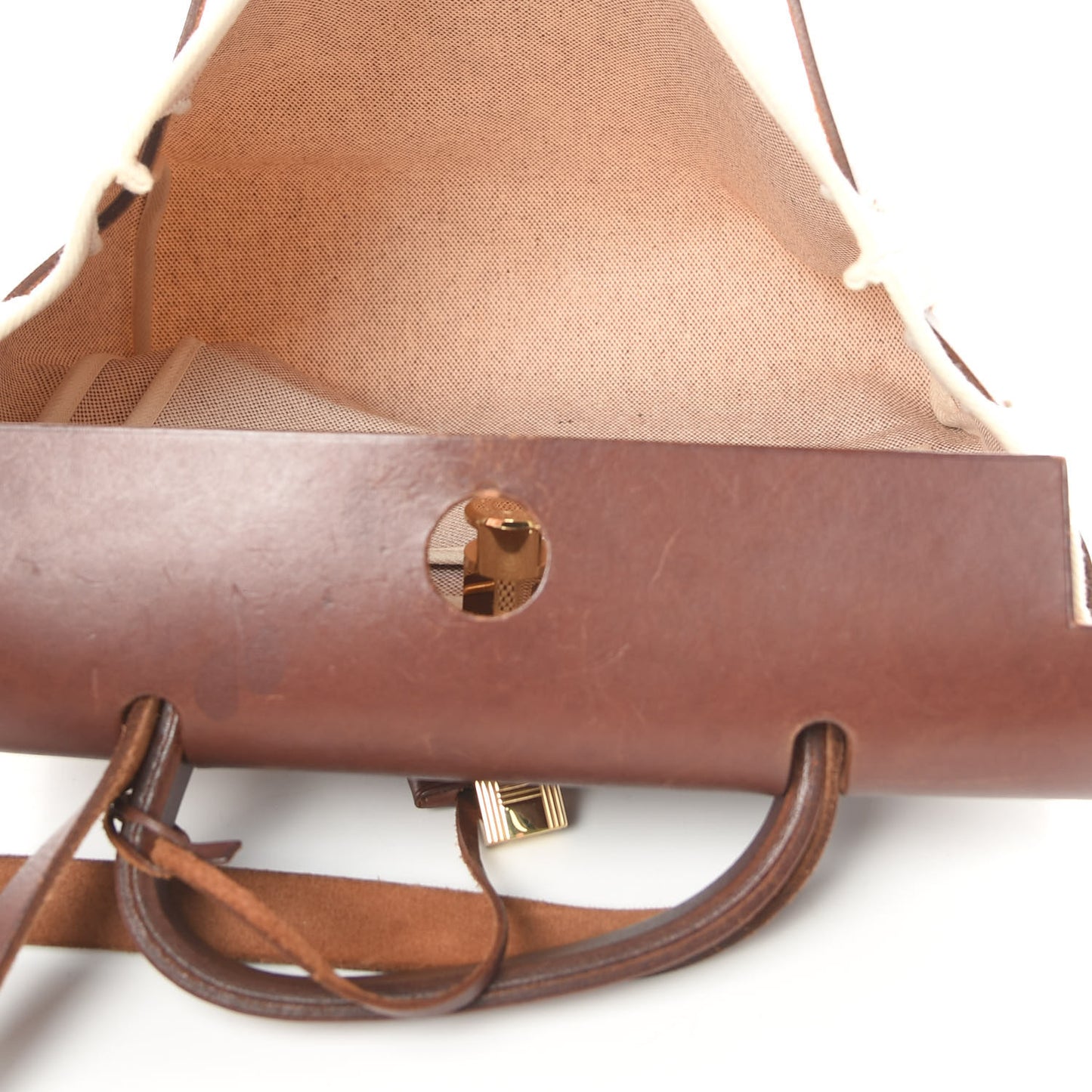 Toile Vache Calfskin Herbag 30 PM Natural Havane