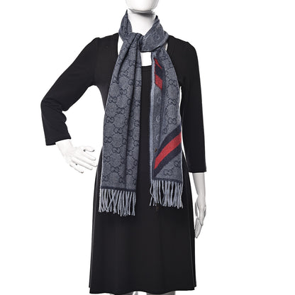 Gucci Wool Alpaca Monogram Web New Nikky Scarf Midnight Blue 2 of 5