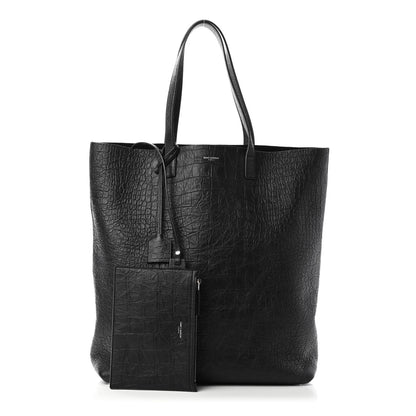 Saint Laurent Calfskin Crocodile Embossed Bold Shopper Tote Black 1 of 6