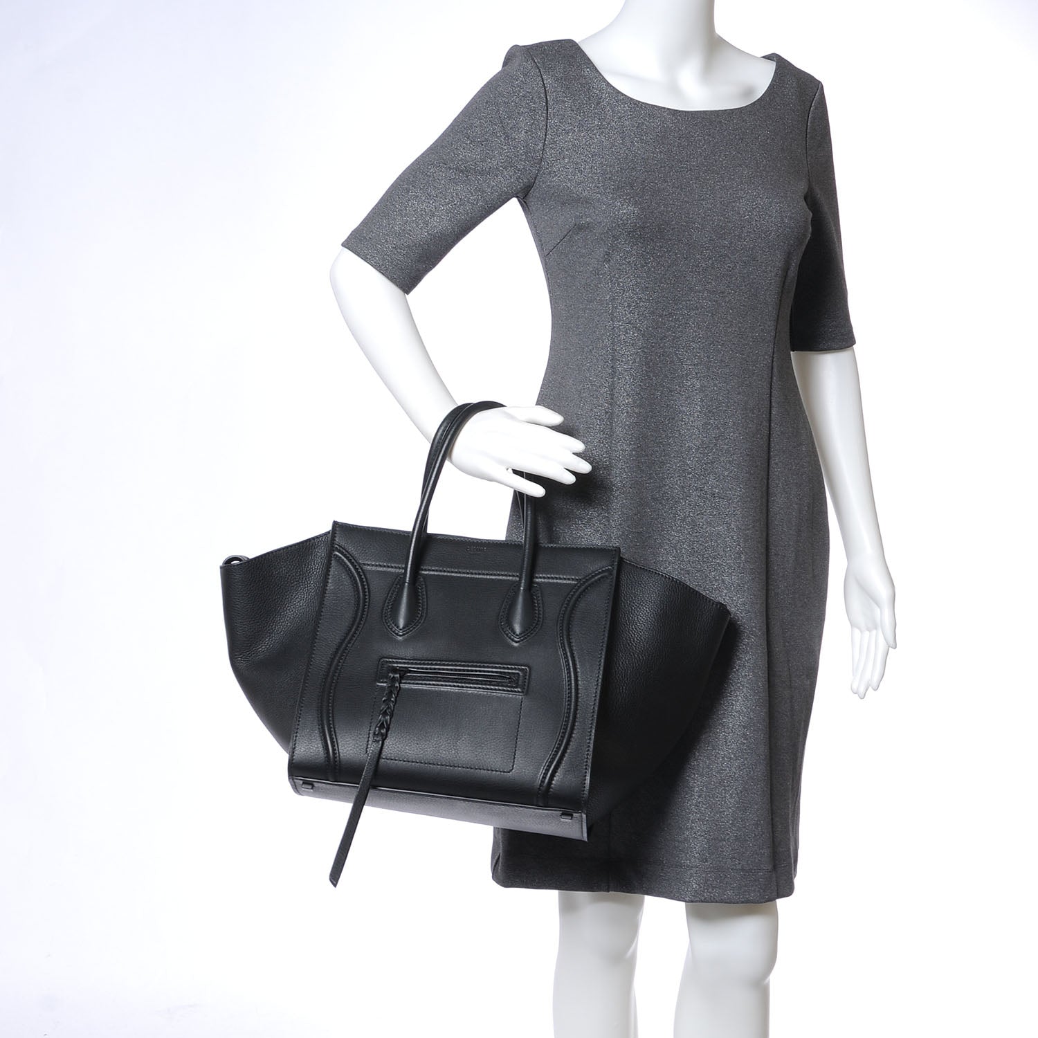 Celine Smooth Calfskin Medium Phantom Luggage Black 9 of 14