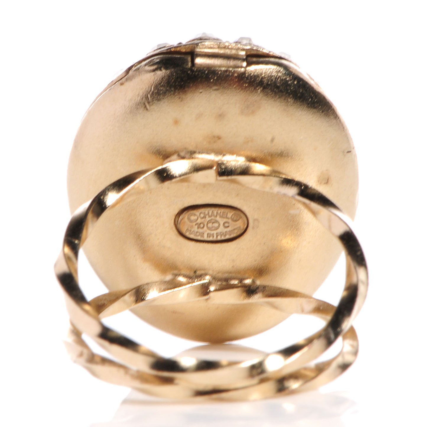Crystal CC Coco Loves You Locket Ring Gold 7