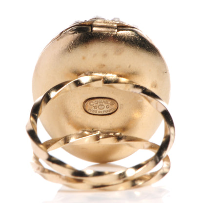 Chanel Crystal CC Coco Loves You Locket Ring Gold 7 4 of 5