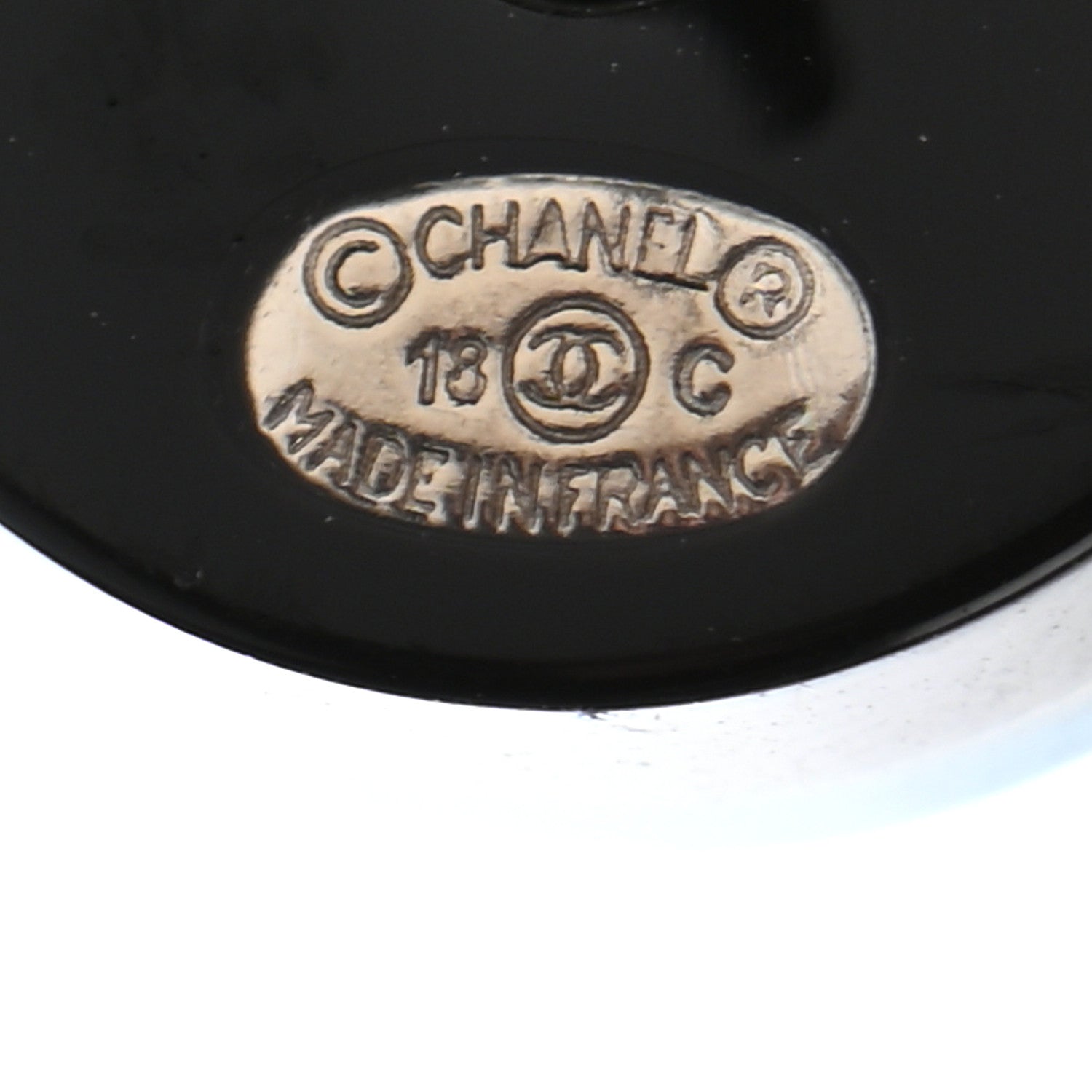 Chanel Resin Crystal CC Round Earrings Blue Black 4 of 4