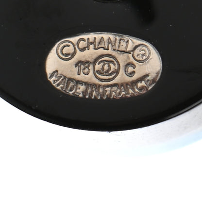 Chanel Resin Crystal CC Round Earrings Blue Black 4 of 4