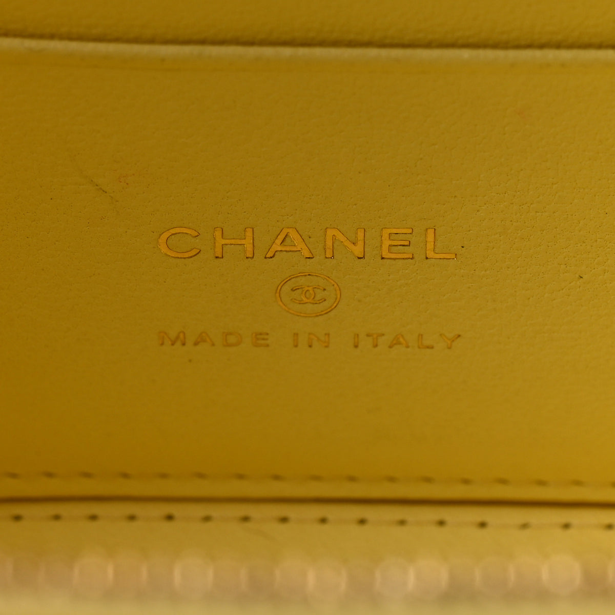 Chanel Lambskin Quilted Crystal Small Top Handle Vanity Case With Chain Light Yellow 6 of 10
