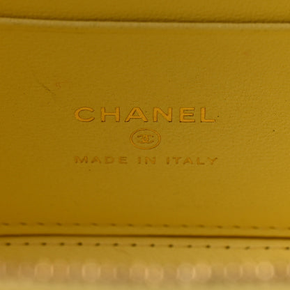 Chanel Lambskin Quilted Crystal Small Top Handle Vanity Case With Chain Light Yellow 6 of 10
