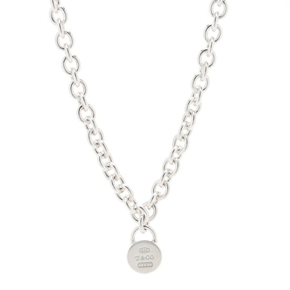 Tiffany Sterling Silver 1837 Circle Lock Pendant Link Necklace 1 of 4