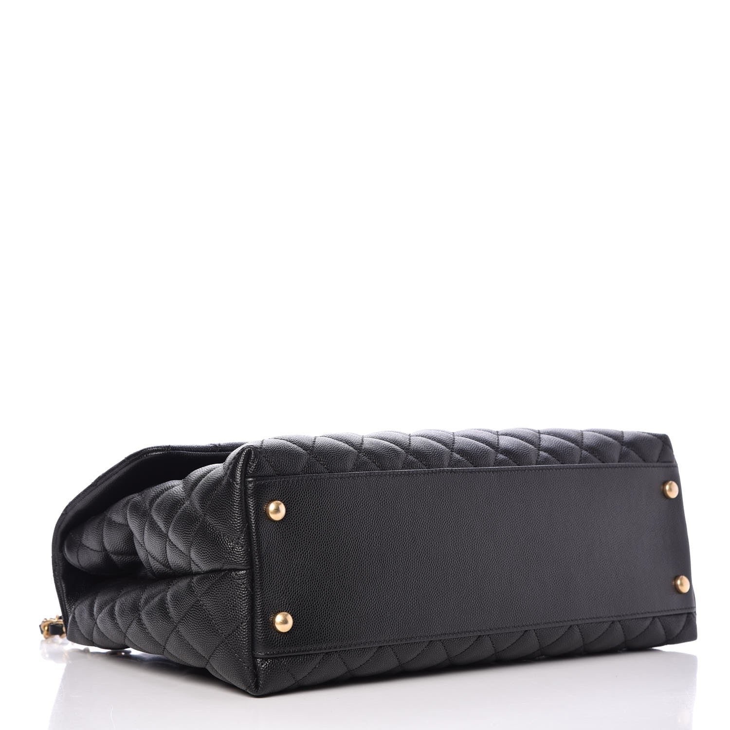 Chanel Caviar Elaphe Quilted Medium Coco Handle Flap Black Burgundy 4 of 7