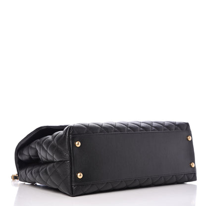 Chanel Caviar Elaphe Quilted Medium Coco Handle Flap Black Burgundy 4 of 7