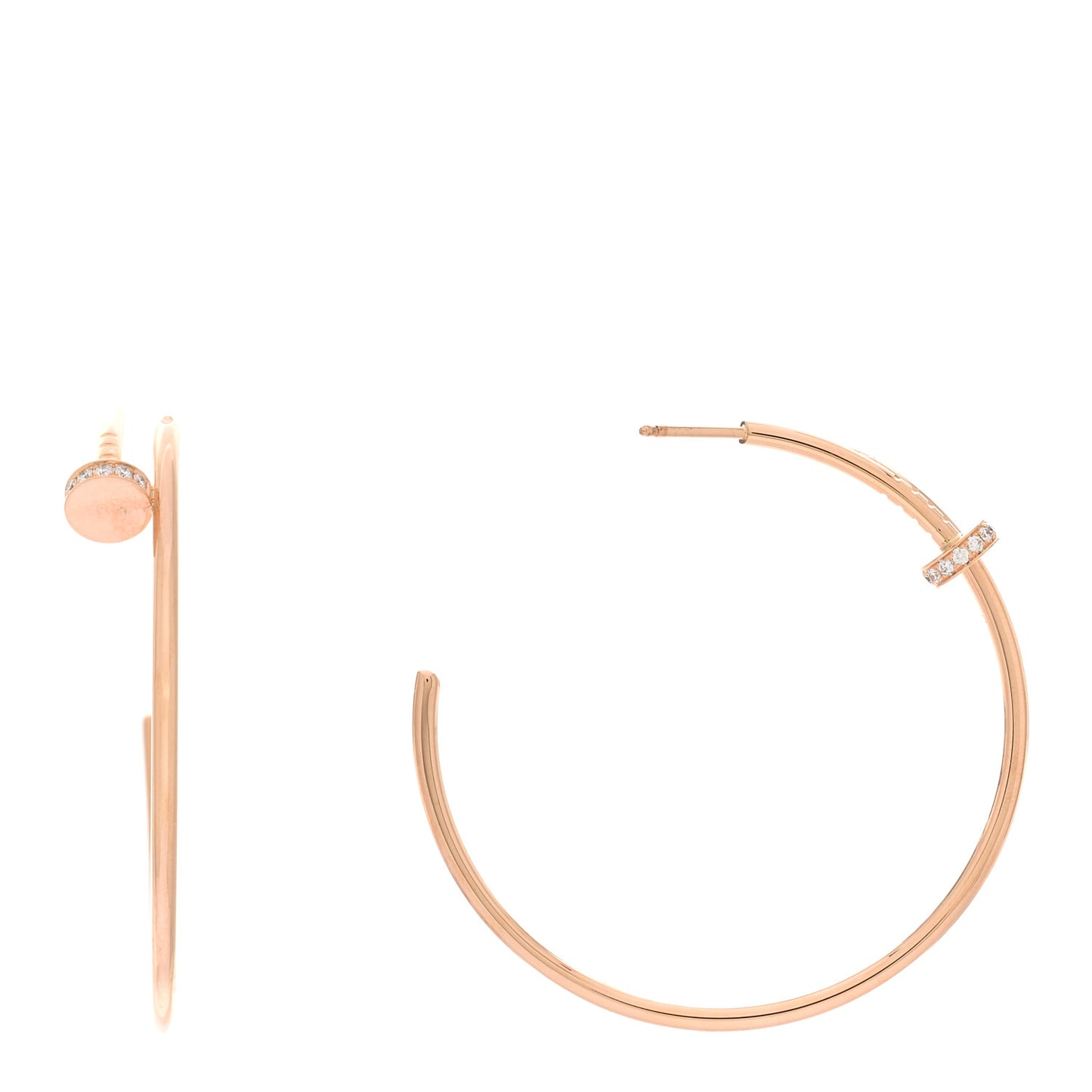 18K Pink Gold Diamond Juste Un Clou Hoop Earrings