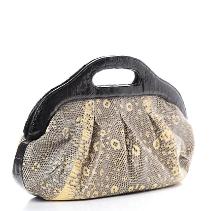 Nancy Gonzalez Lizard Crocodile Clutch Beige Black 2 of 7