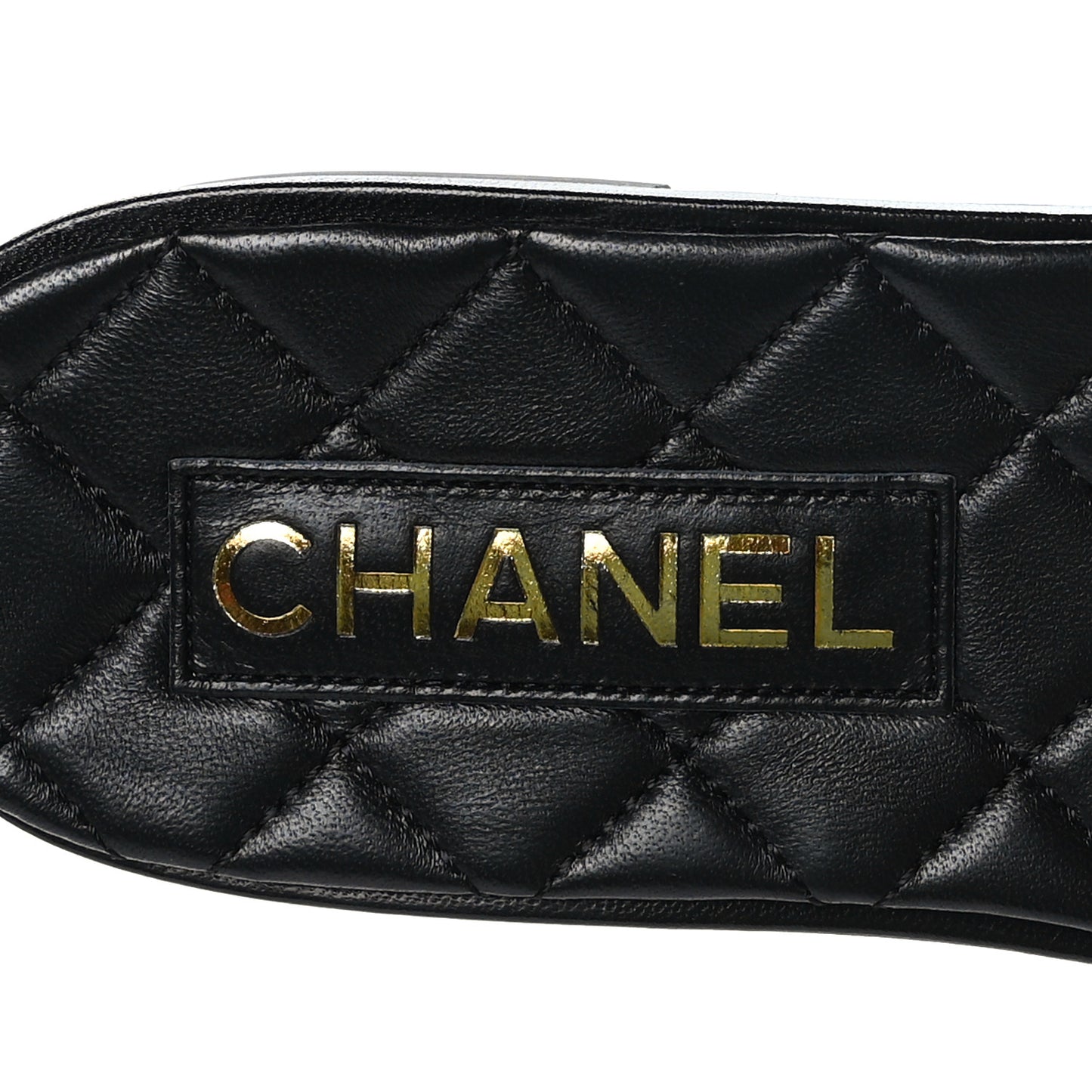 Shiny Goatskin Quilted CC Mules Sandals 39 Black