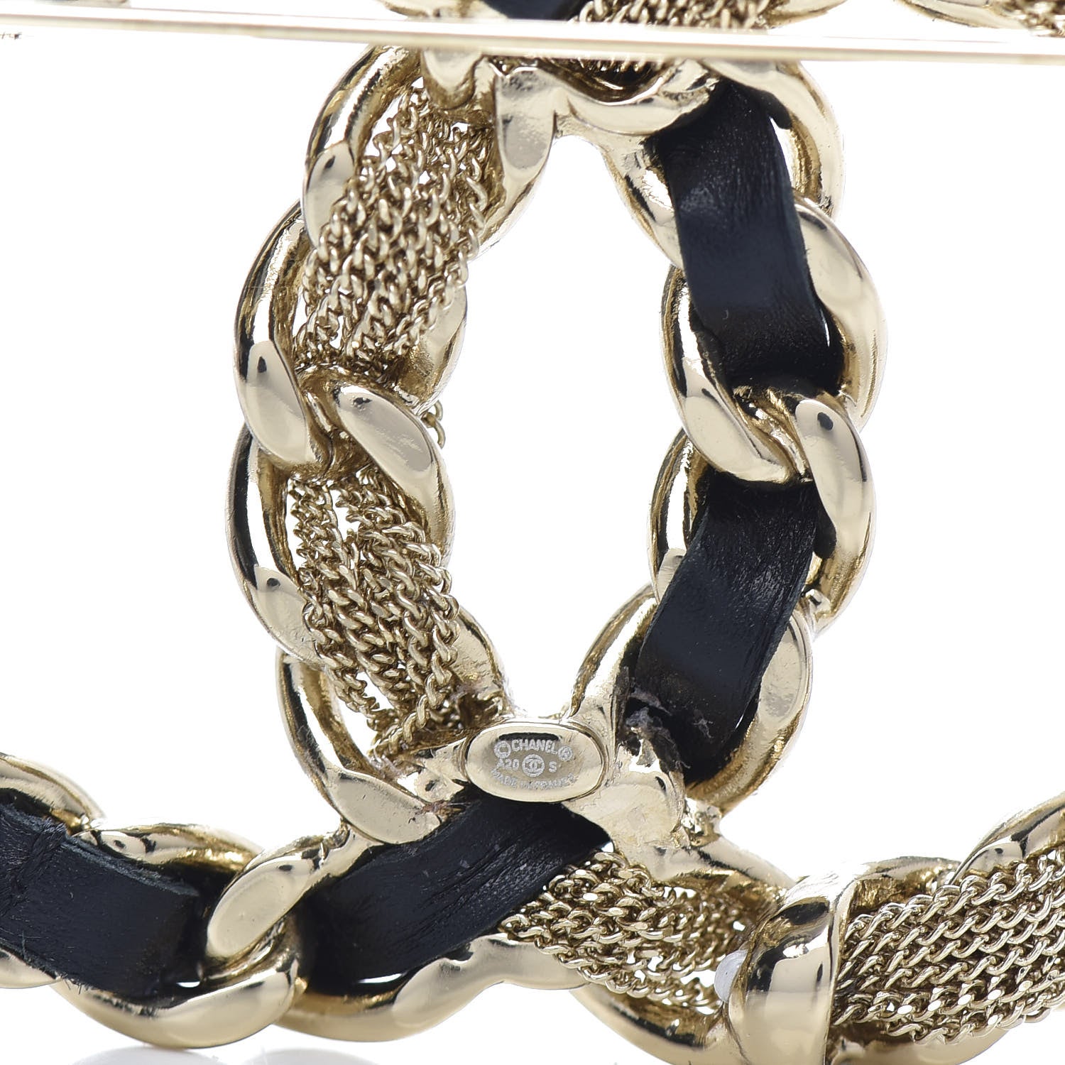 Chanel Metal Chain French New Wave CC Brooch Black Gold 4 of 5