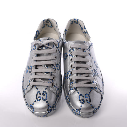 Gucci Miro Rubber Wax GucciGhost Print Mens New Ace Sneakers 6.5 Silver 4 of 10