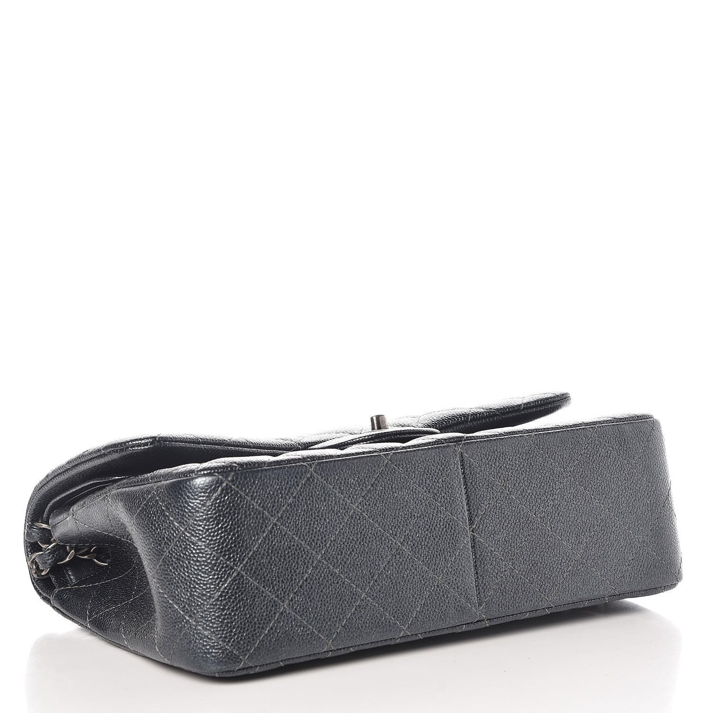 Pearly Caviar Quilted Jumbo Double Flap Grey