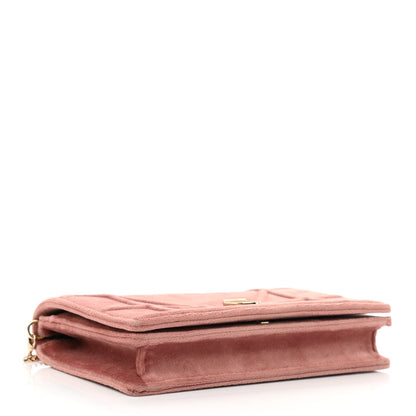 Christian Dior Velvet Diorama Wallet on Chain Pouch Pink 4 of 8